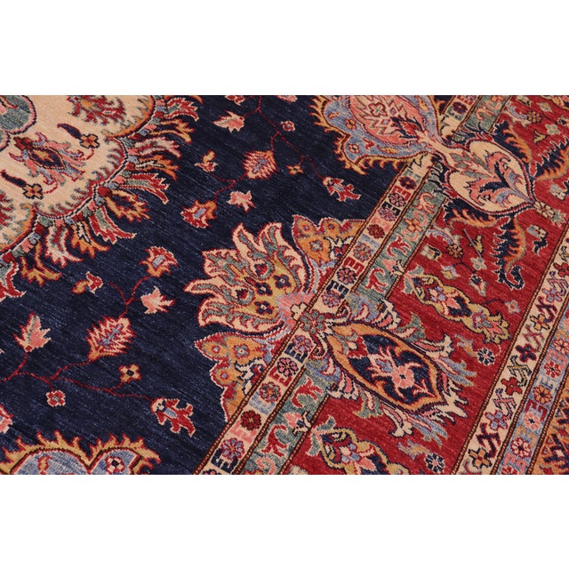 Boho Chic Super Kazak Blue/Red Wool Rug - 8'9'' X 12'4'' For Sale In New York - Image 6 of 10