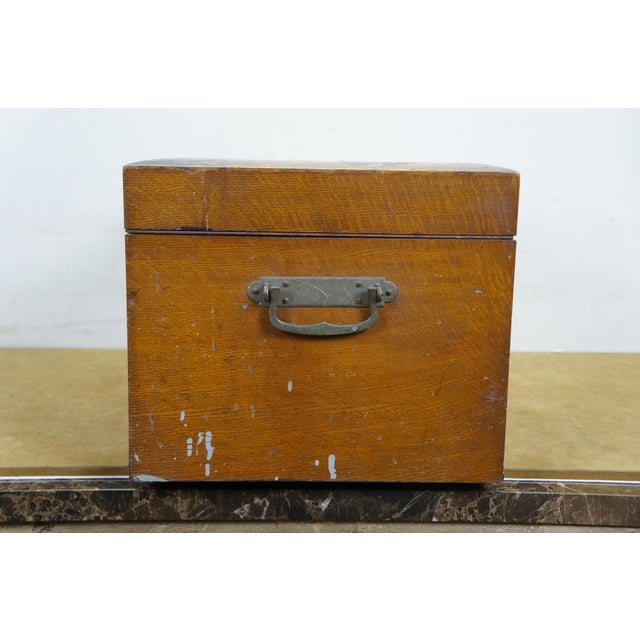Wood Large Antique Victorian Quartersawn Oak Tin Lined Cigar Humidor Storage Box Chest 21" For Sale - Image 7 of 18