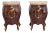 Pair Antique 1900s Italian Bombe Nightstands Marble Tops Burl Walnut With Gilt Wood Accent For Sale