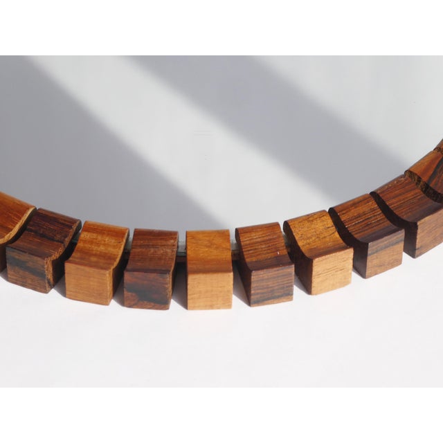 Wood Vintage Danish Round Geometrical Teak and Rosewood Wall Mirror, 1960s For Sale - Image 7 of 10