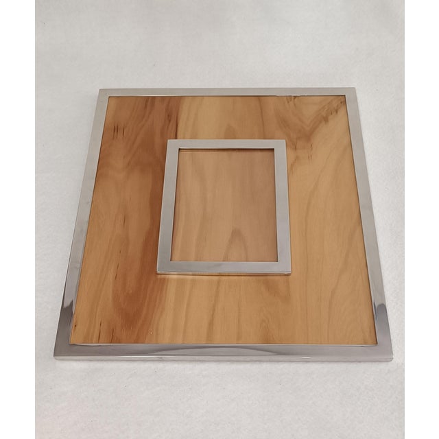 Wood and Chrome Metal Photo Frame, 1970s For Sale - Image 3 of 12