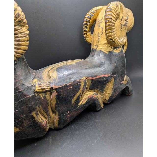 1950s Artisan Crafted Egyptian Revival Two-Headed Ram Sculpture For Sale - Image 10 of 15