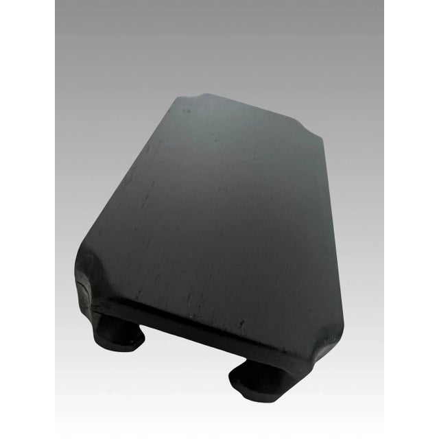 Chinoiserie 1980's Chinese Carved Wood Rectangular Display Stand With Ebony Black Finish 3"x5" For Sale - Image 3 of 4