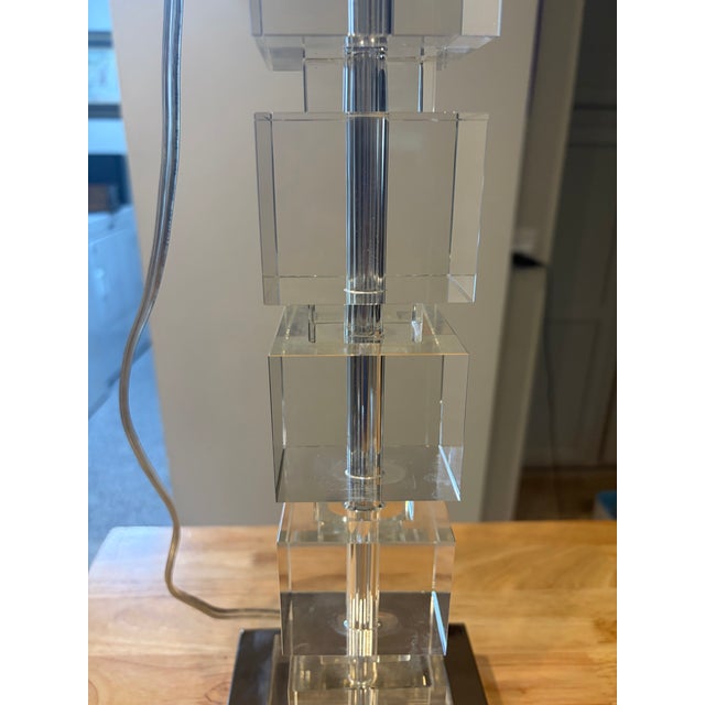 Mid-Century Modern 1900s Crystal and Chrome Styles Mid-Century Modern Style Table Lamp For Sale - Image 3 of 10