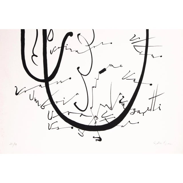 Letter U is an original black and white lithograph on heavy paper, realized by the Spanish poet Rafael Alberti (Puerto de...