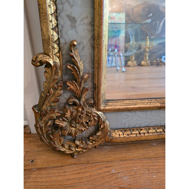 Wood Vintage Early Mid Century Modern Italian Gilded Mirror For Sale - Image 7 of 14