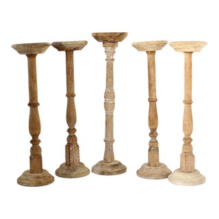 Antique French Spindle Candlesticks, Set of 5 For Sale