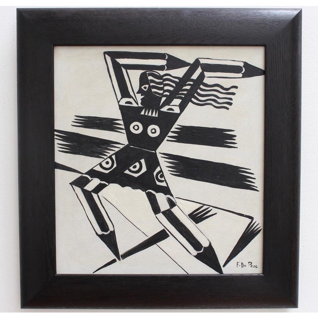 The power of words', oil on board, berlin school, (circa 1950s-1970s). A thoroughly modern depiction clearly in the style...