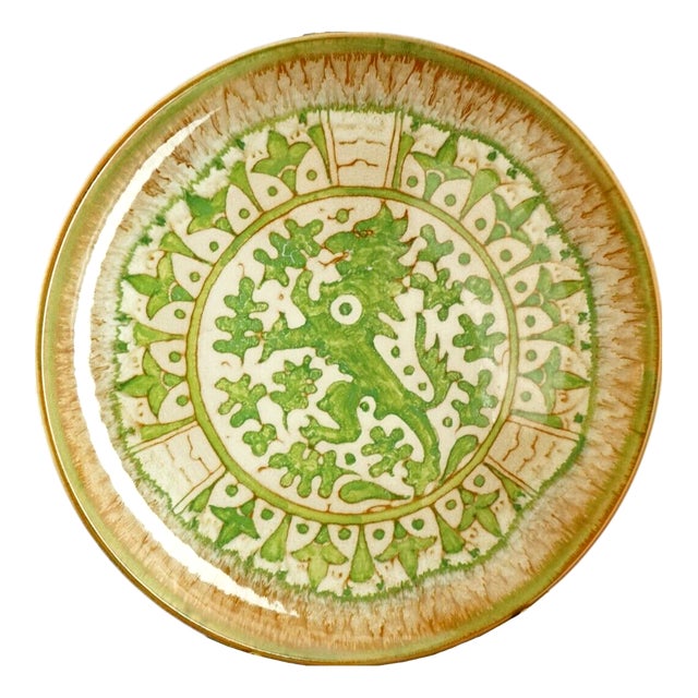 Large Vintage Italian Ceramic Majolica Plate by Domenico Matteucci & Wanda Berasi, 1972 For Sale