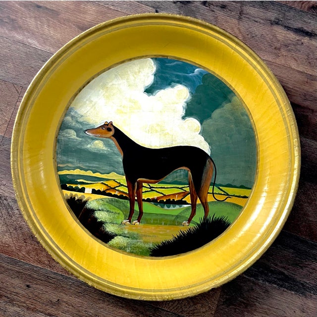 English English Tole Tray With Greyhound Painting Attributed to William Henry Ruggles Circa 1840 For Sale - Image 3 of 3