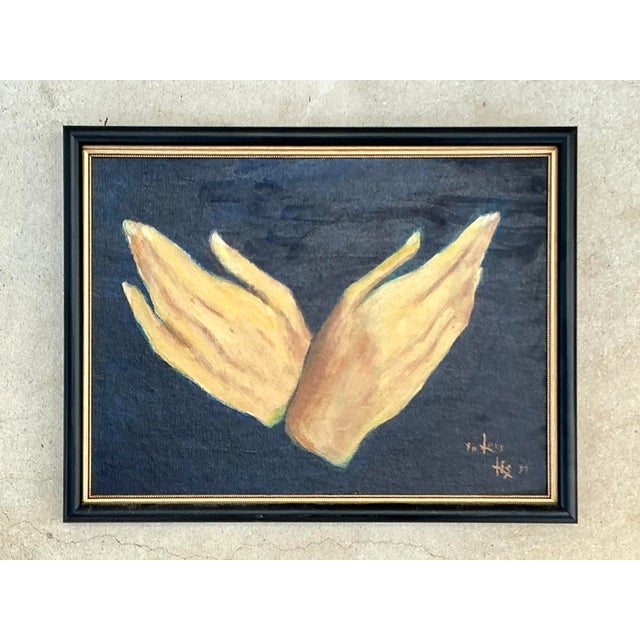 Vintage Regency Original Oil Painting of Hands For Sale - Image 4 of 6