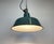 Industrial Green Enamel Factory Lamp with Cast Iron Top, 1960s For Sale - Image 9 of 15