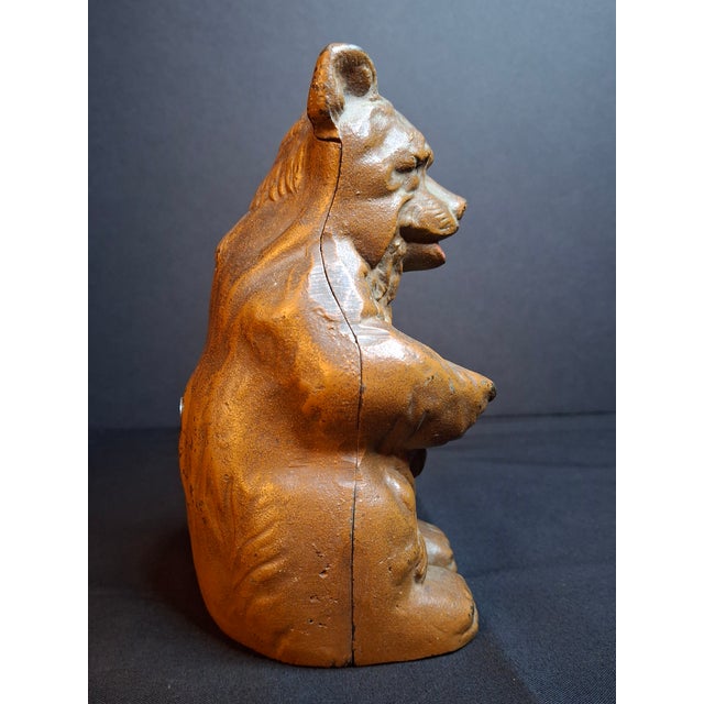 Antique Hubley Cast Iron Bear Honey Pot Still Bank Exceptional Original Paint 30s For Sale In Boston - Image 6 of 13