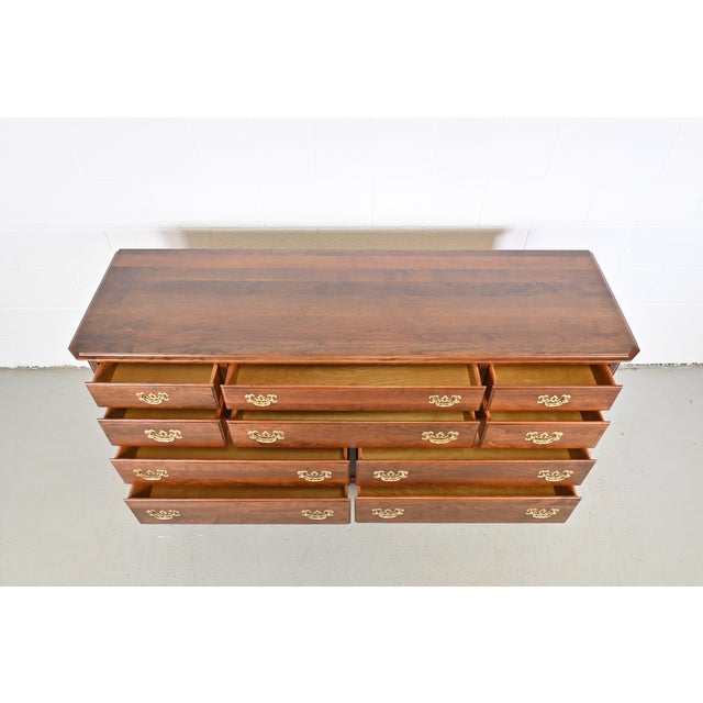 Brown Ethan Allen Georgian Court Cherry Dresser For Sale - Image 8 of 13