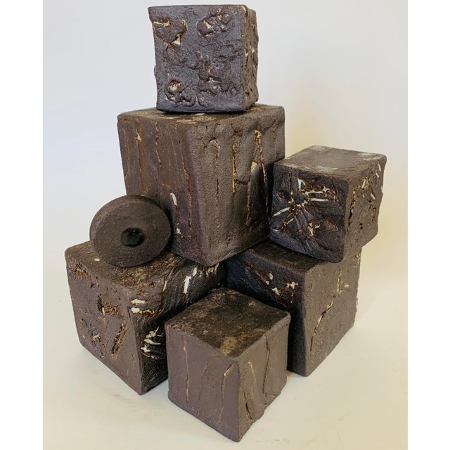 "Cubism Extreme" Artisan Ceramic Black Cubes Set of 6 For Sale In Palm Springs - Image 6 of 11