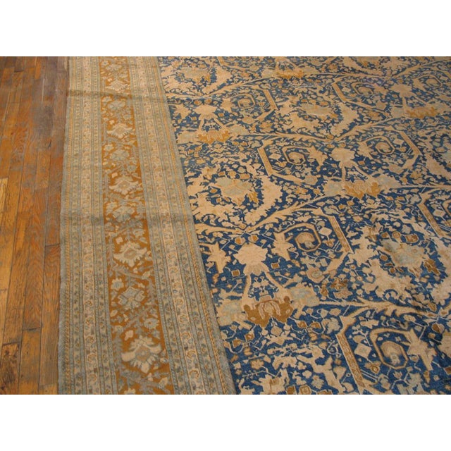 1920s Blue Navy Mostofi Antique Persian Tabriz Rug 11' 6" X 16' Handknotted Wool Carpet For Sale - Image 4 of 6