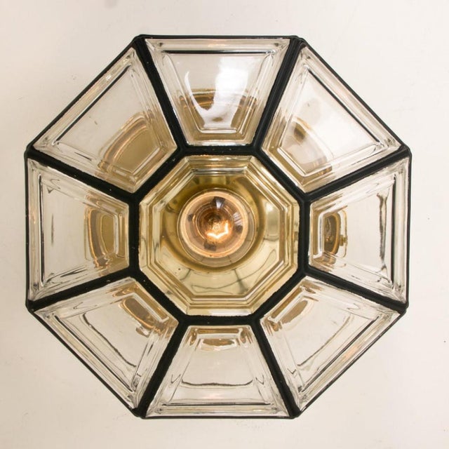 Iron and Clear Glass Flush Mount or Wall Light attributed to Limburg, 1970s For Sale - Image 12 of 15
