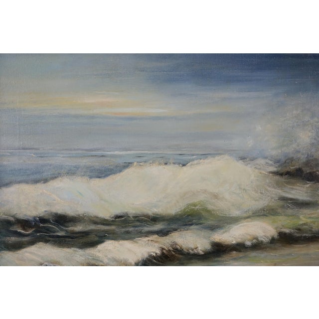 American Vintage Oil Painting of Southern California Seascape by Nadine Pollard For Sale - Image 3 of 8