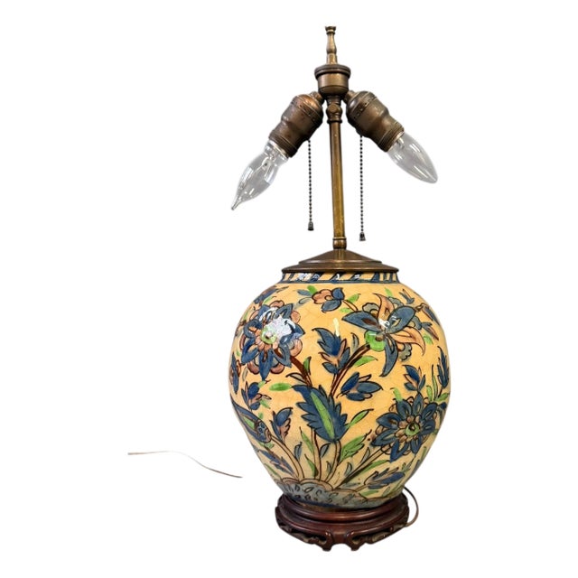 Middle Eastern Qajar Vase Converted to a Table Lamp, Late 1800s to Early 1900s For Sale