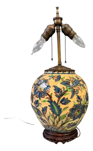 Middle Eastern Qajar Vase Converted to a Table Lamp, Late 1800s to Early 1900s