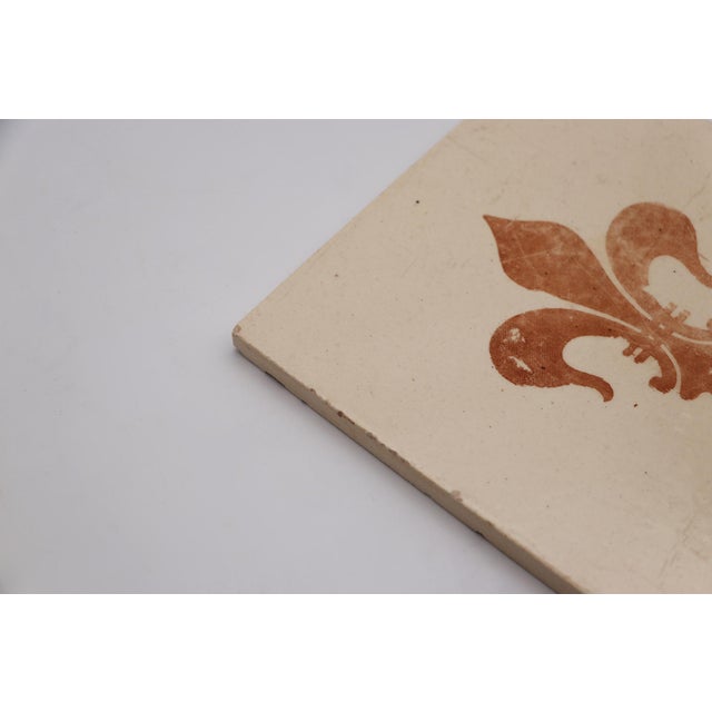 1900s Fleur De Lis Antique Set of Two Large Tiles, Portuguese For Sale - Image 10 of 12