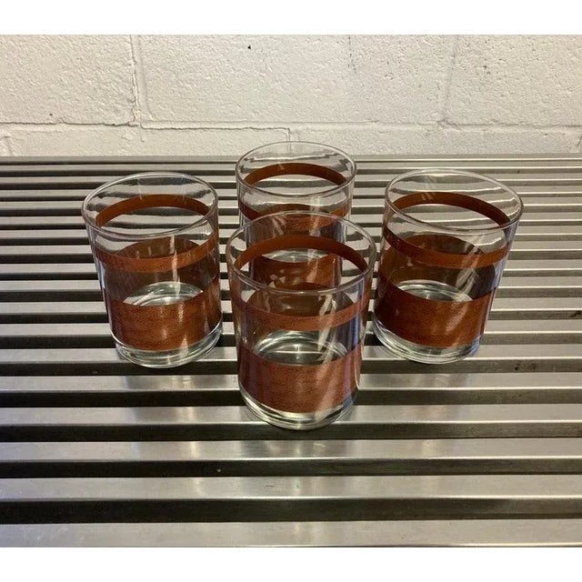 1960s Set of 4 Vintage Mid Century Double Old Fashioned Glasses For Sale - Image 5 of 8