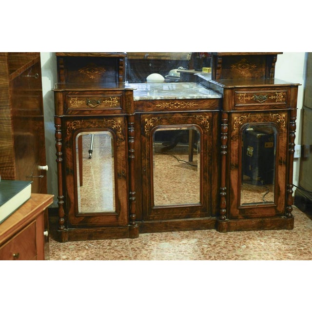 Servant Sideboard in Walnut Inlaid with France Mirror, 1850s For Sale - Image 13 of 18