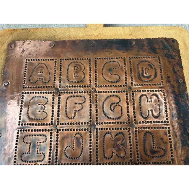 Antique Copper Alphabet Wood Cutting Board For Sale - Image 4 of 18