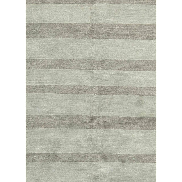 Modern striped grey handmade wool and silk custom rug by Doris Leslie Blau Size: 9'0" x 12'0" (274 × 365 cm) Contemporary...