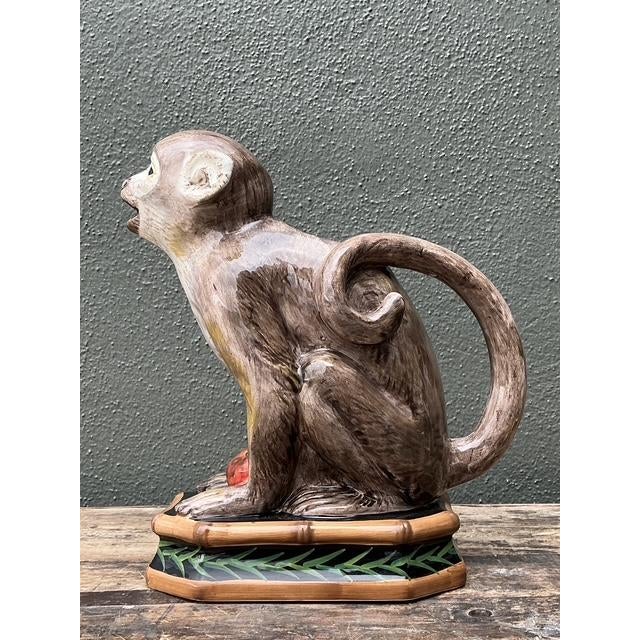 Vintage Glazed Ceramic Monkey Pitcher For Sale - Image 11 of 12