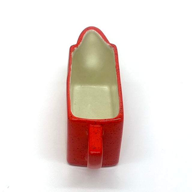 Mid 20th Century Danish Modern Bright Red Glazed Ceramic Creamer & Sugar Bowl Set For Sale - Image 9 of 11