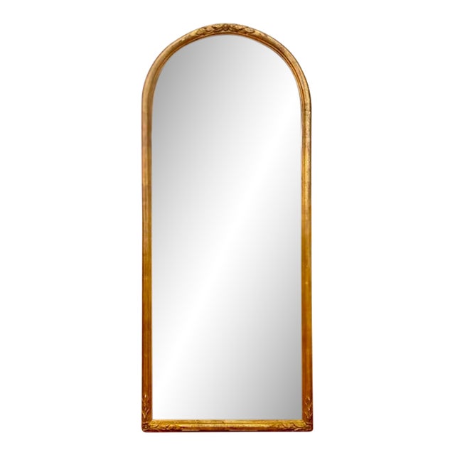 Italian Carved Wood/Gold Finish Arched Full Length Mirror For Sale