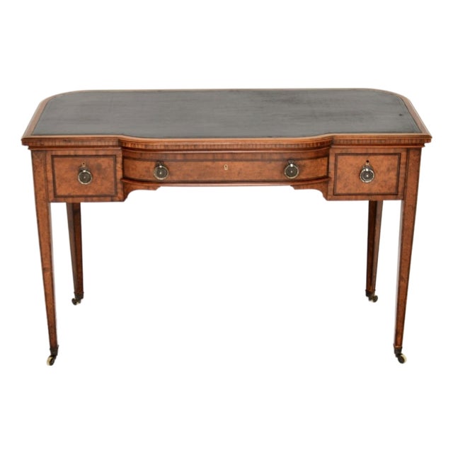 Antique Edwardian Inlaid Walnut Desk, 1900s For Sale