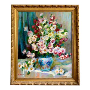 Mid 20th Century Floral Still LIfe Oil Painting