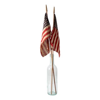 Vintage 48 Star American Parade Flags Pair For Sale