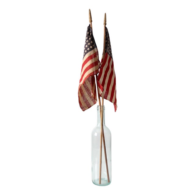 Vintage 48 Star American Parade Flags Pair For Sale