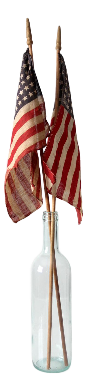 Vintage 48 Star American Parade Flags Pair