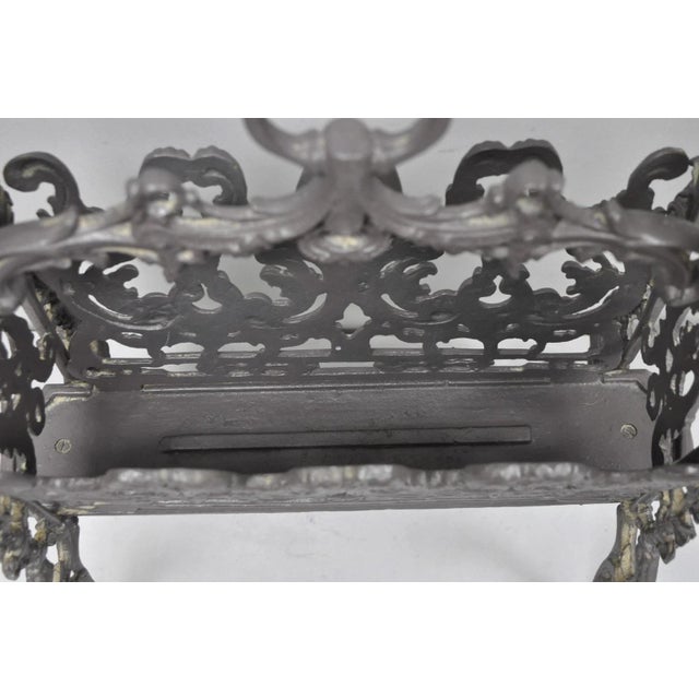 Vintage French Renaissance Victorian Style Cast Iron Magazine Rack With Cherubs For Sale In Philadelphia - Image 6 of 15