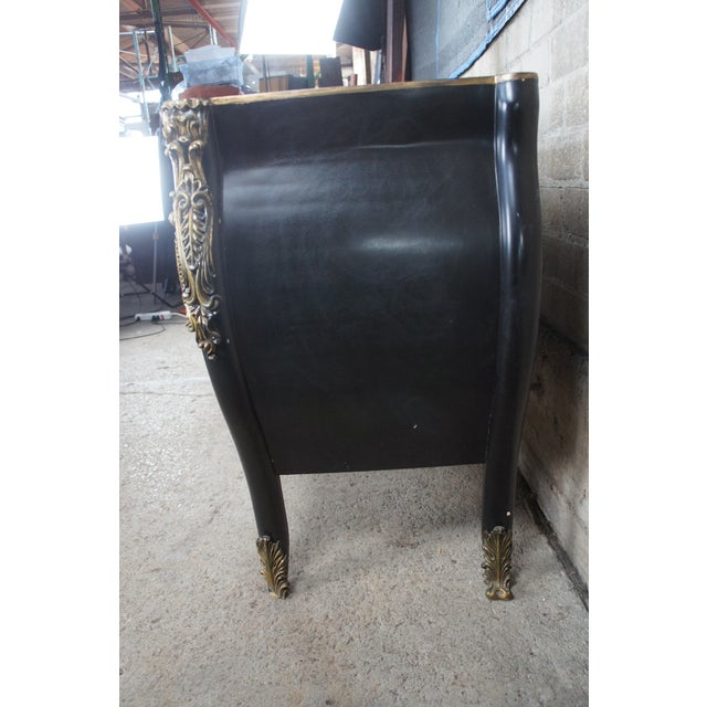 Black French Louis XV Style Chinoiserie Serpentine Bombe Commode Chest of Drawers For Sale - Image 8 of 12