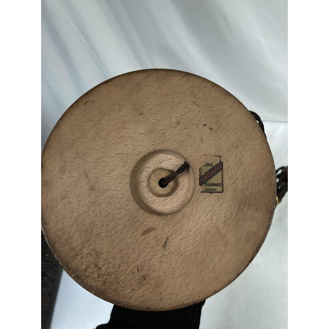 1950s Leather and Wood Covered Lamps by Jacques Adnet, 1950 For Sale - Image 5 of 10