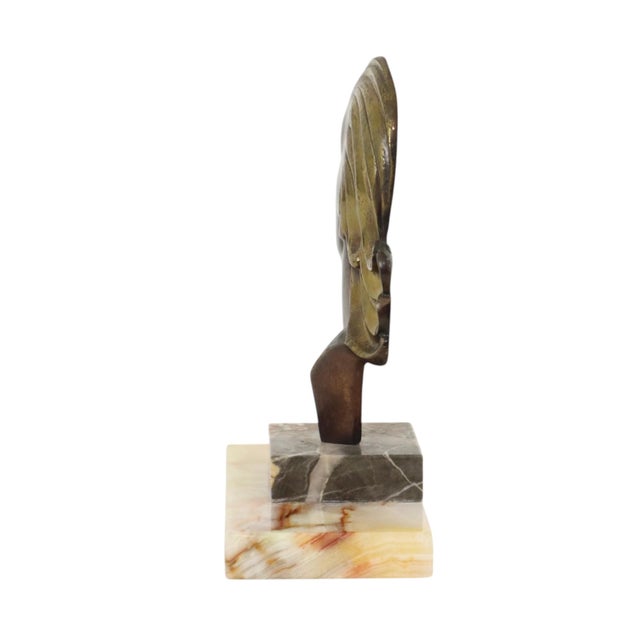 Bronze Art Deco Sculpture of a Woman on Marble, 1930s For Sale - Image 4 of 16