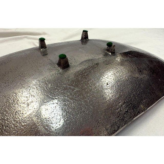 Vintage Z. Gallerie Faux Bois Metal Footed Platter For Sale - Image 10 of 12