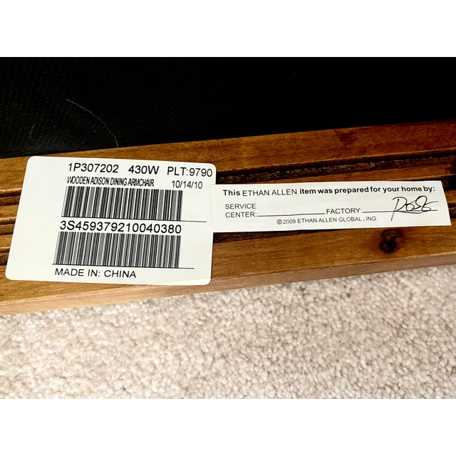 Ethan Allen Addison Louis XVI Style Carved Wood & Beautifully Upholstered Set of Eight Chairs Excellent Mint Condition. For Sale - Image 9 of 18