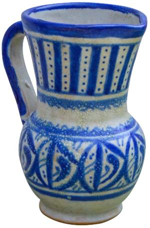 Early 20th Century Moroccan Blue Ceramic Pitcher