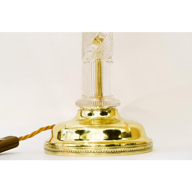 Large Art Deco Glass Rod Table Lamp with Fabric Shade, Vienna, 1920s For Sale - Image 11 of 14