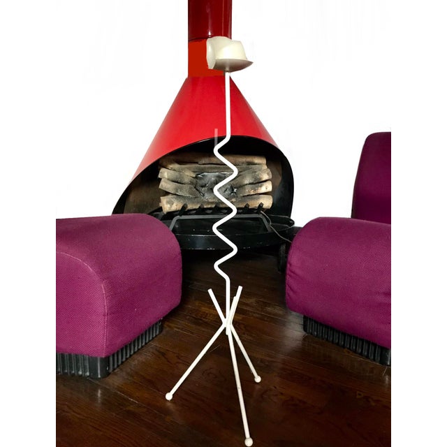 Mid-Century Modern Vintage 1950s Mid Century Ivory Metal Floor Candleholder For Sale - Image 3 of 5