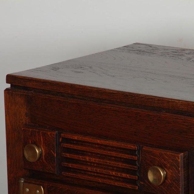 Brown Oak and Brass Sideboard in the style of Charles Dudouyt, 1940 For Sale - Image 8 of 12