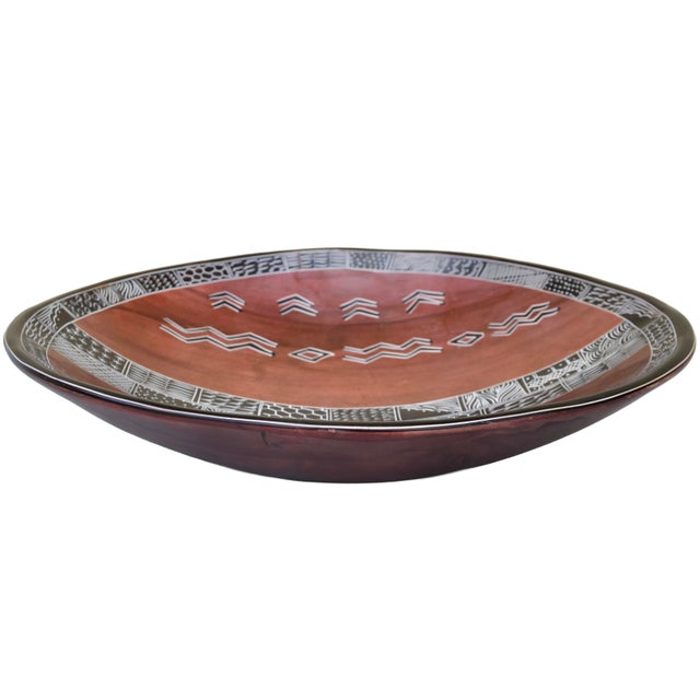 Vintage Large Handmade West-African Patterned Soapstone Accent Bowl For Sale - Image 4 of 5