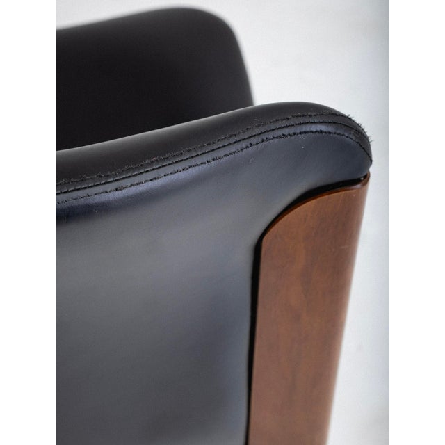 Set of 4 Mid-Century Leather and Walnut Dining Chairs, Silvio Coppola for Bernini For Sale - Image 18 of 18