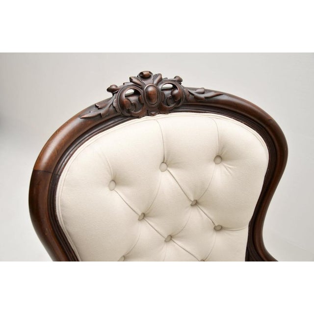 Brown Antique Victorian Spoon Back Armchair, 1860s For Sale - Image 8 of 13